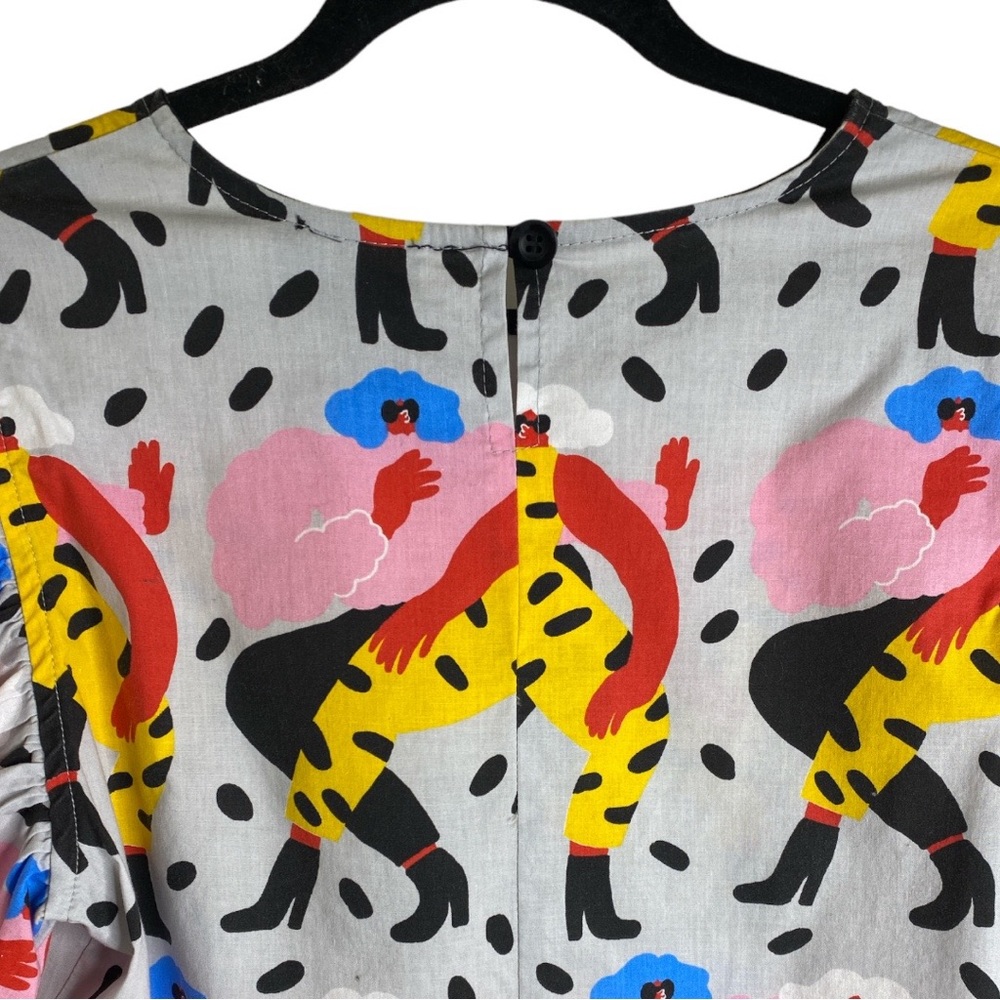 Nooworks White Multicolor Graphic Flutter Sleeve Top - Picture 6 of 11